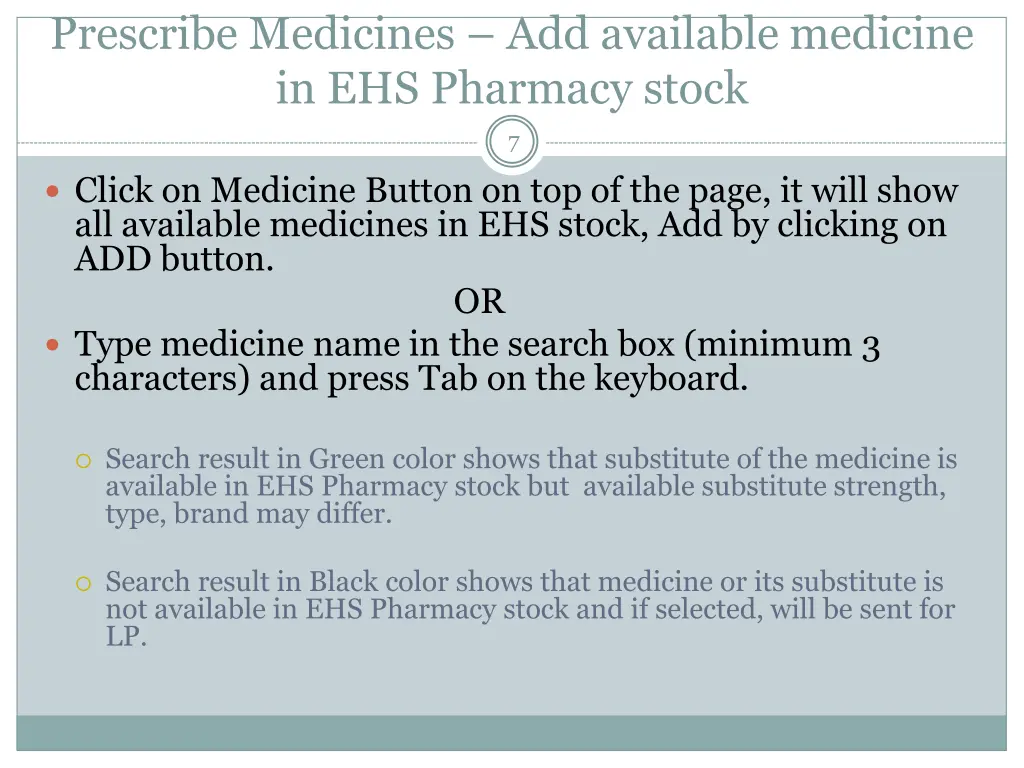 prescribe medicines add available medicine