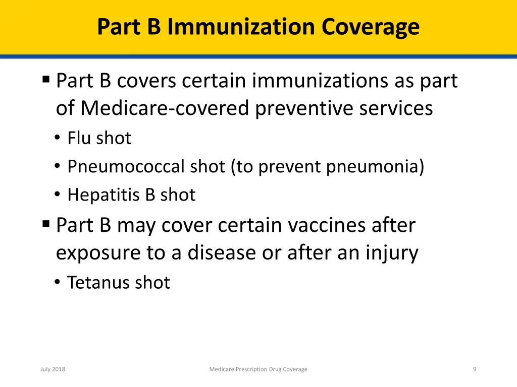 part b immunization coverage