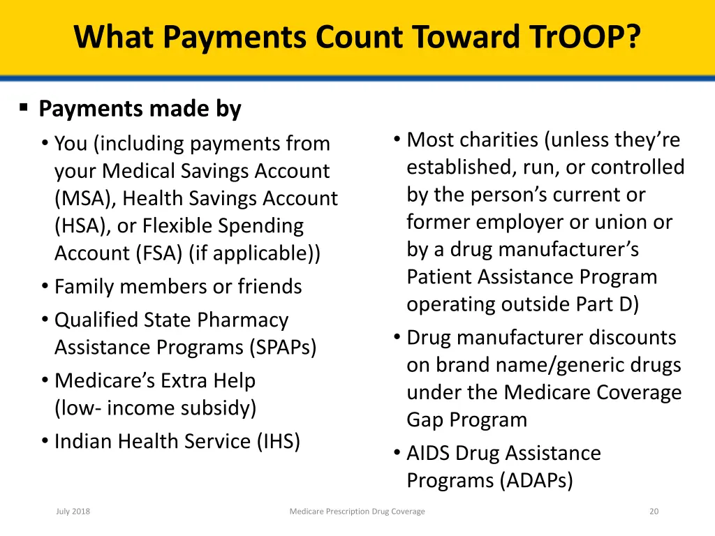 what payments count toward troop