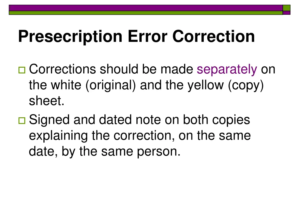 presecription error correction