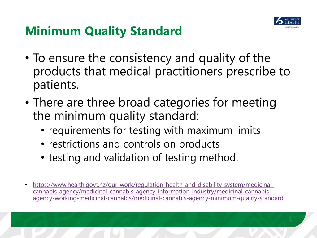 minimum quality standard