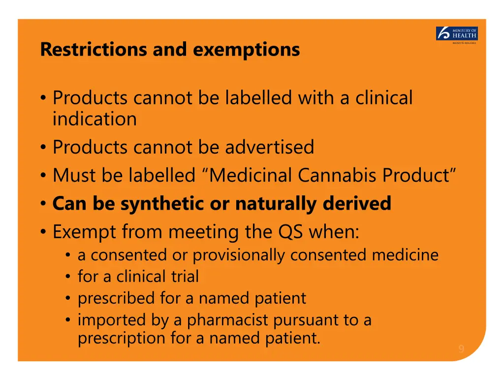 restrictions and exemptions