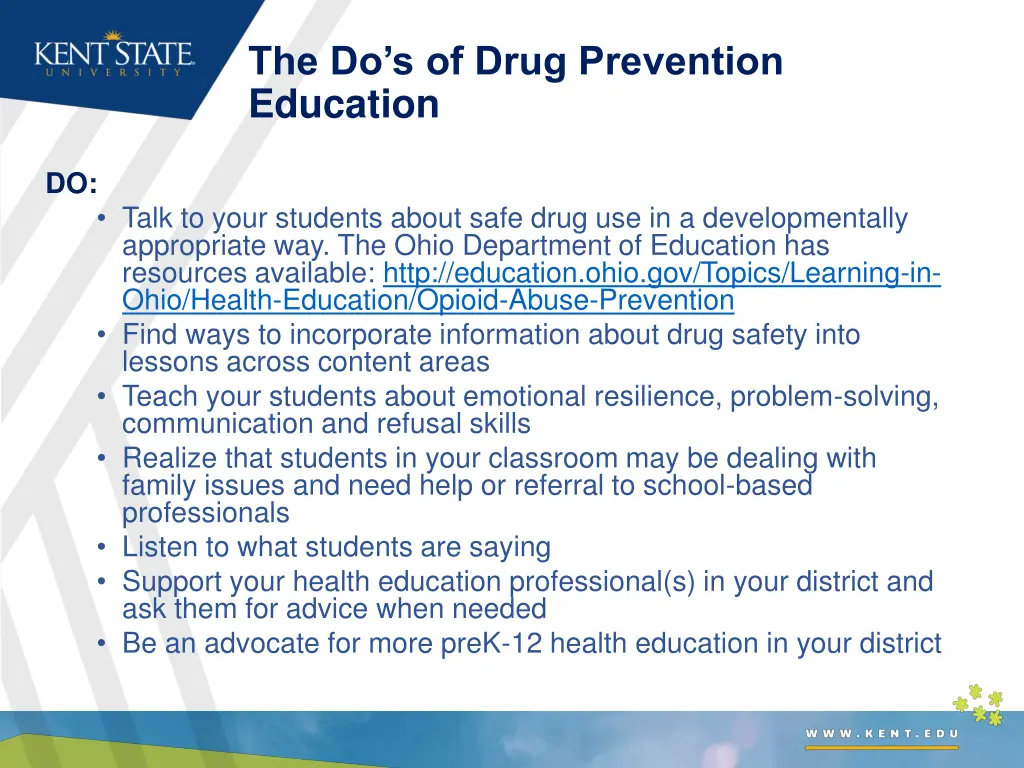 the do s of drug prevention education