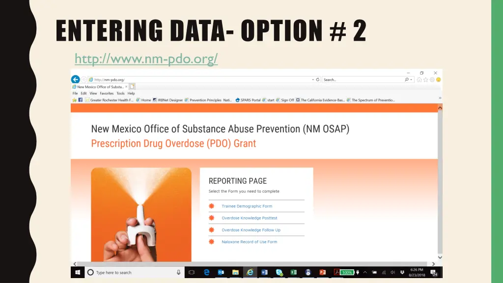 entering data option 2 http www nm pdo org