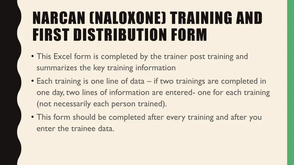 narcan naloxone training and first distribution