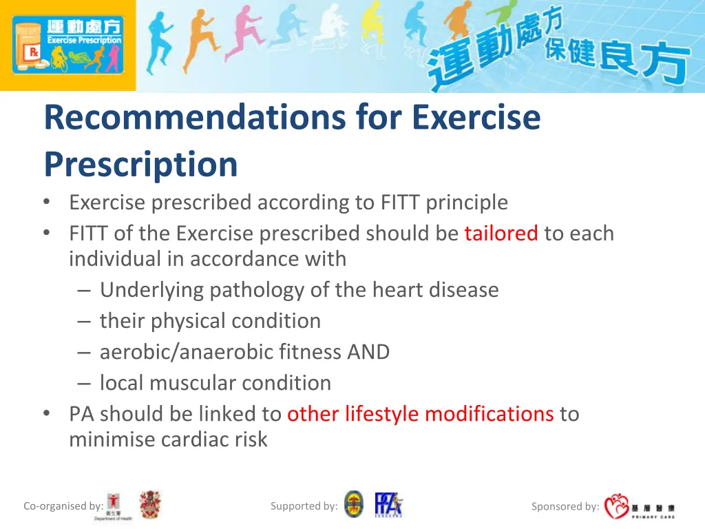 recommendations for exercise prescription