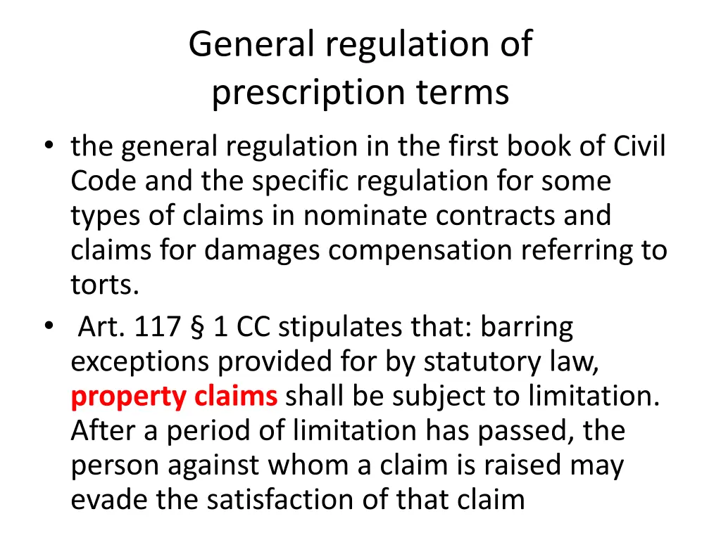 general regulation of prescription terms