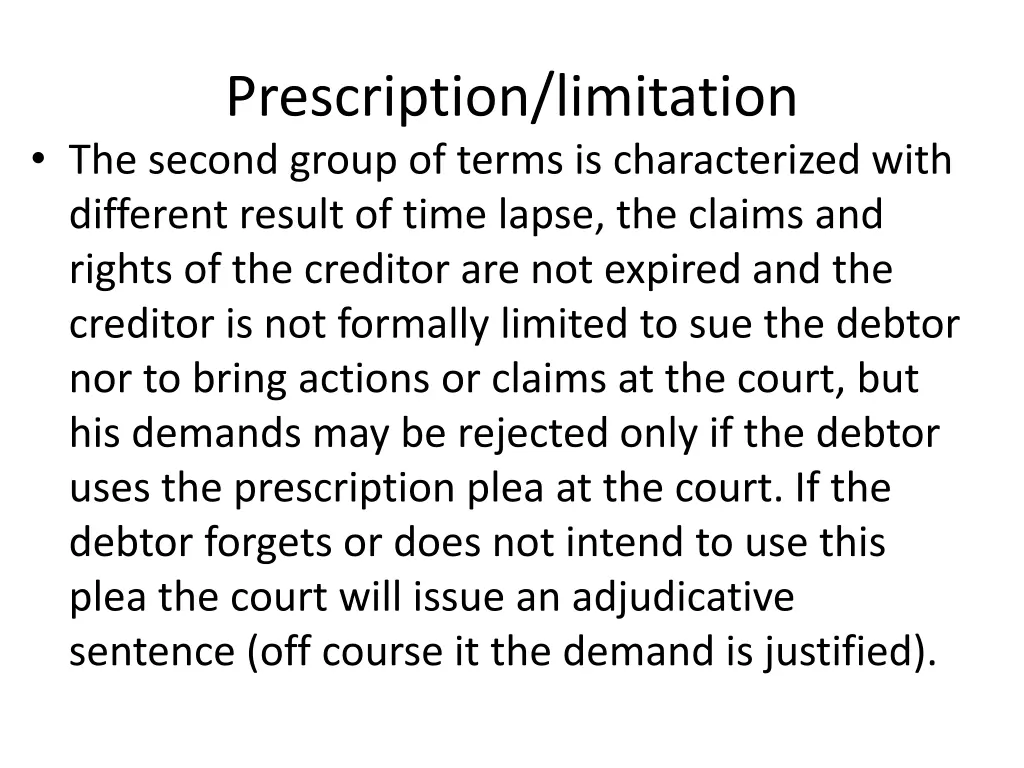 prescription limitation the second group of terms