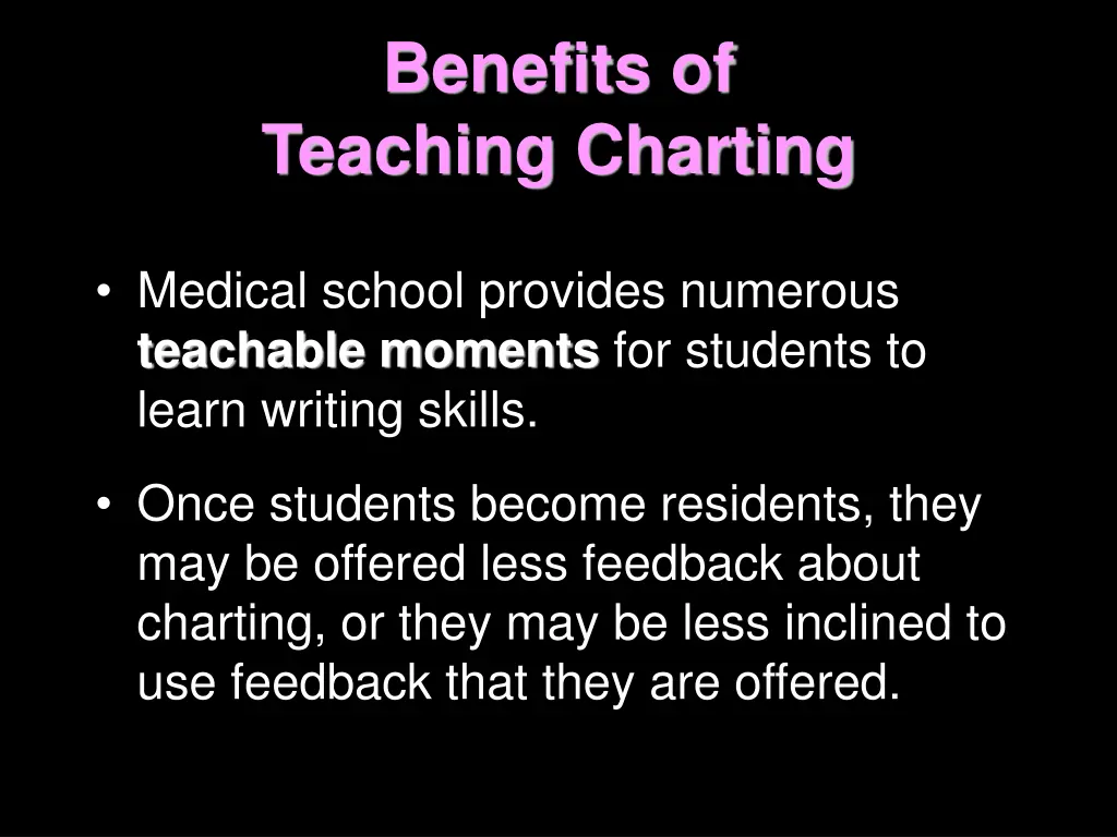 benefits of teaching charting 1