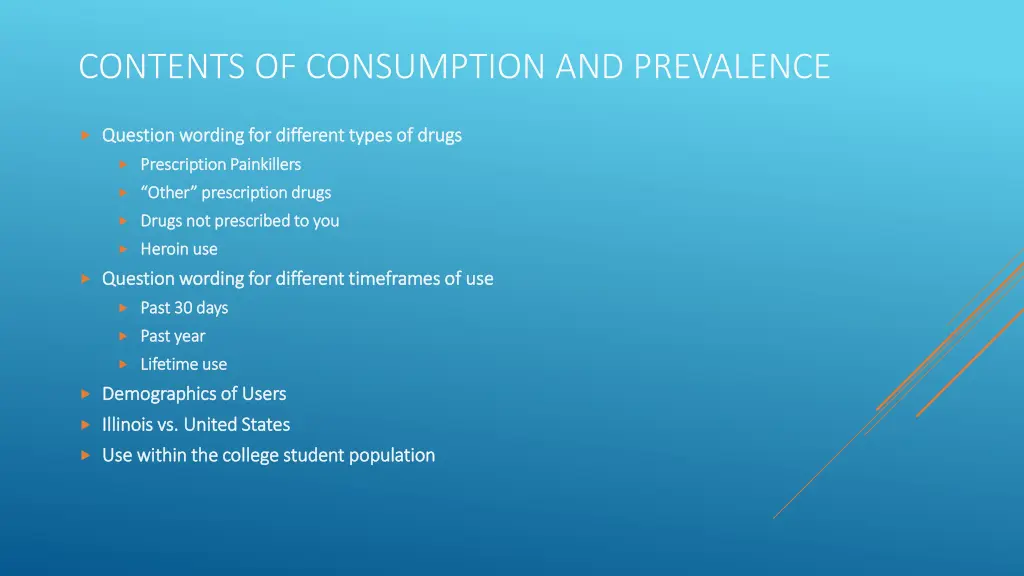 contents of consumption and prevalence