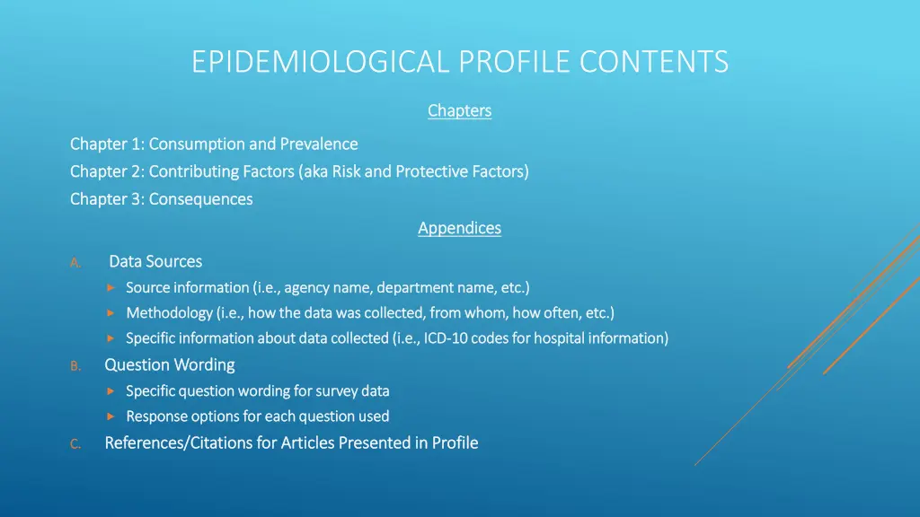 epidemiological profile contents