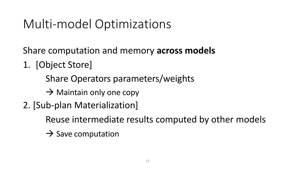 multi model optimizations