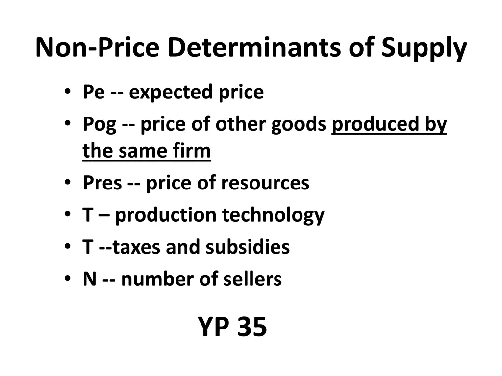 non price determinants of supply