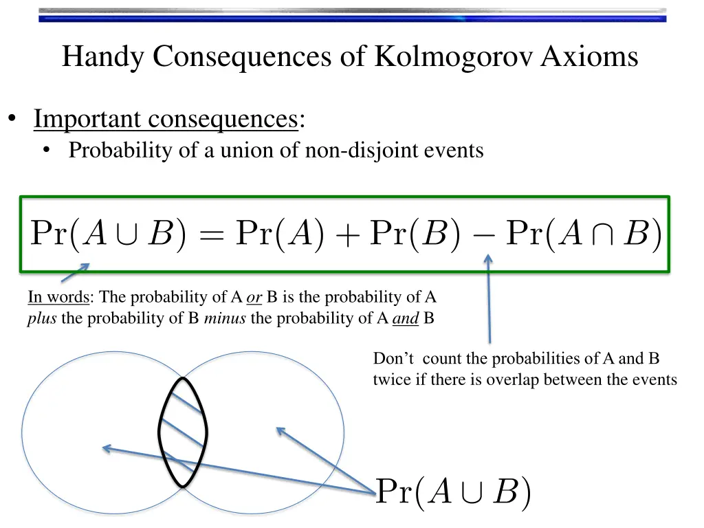 handy consequences of kolmogorov axioms 2