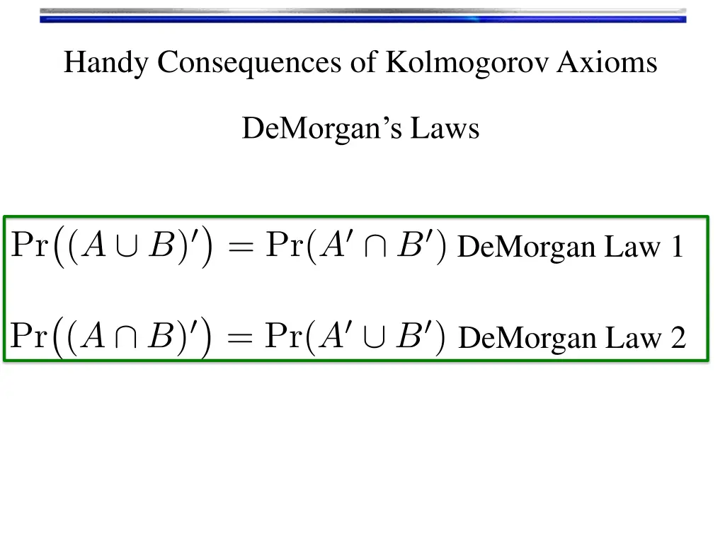 handy consequences of kolmogorov axioms 3