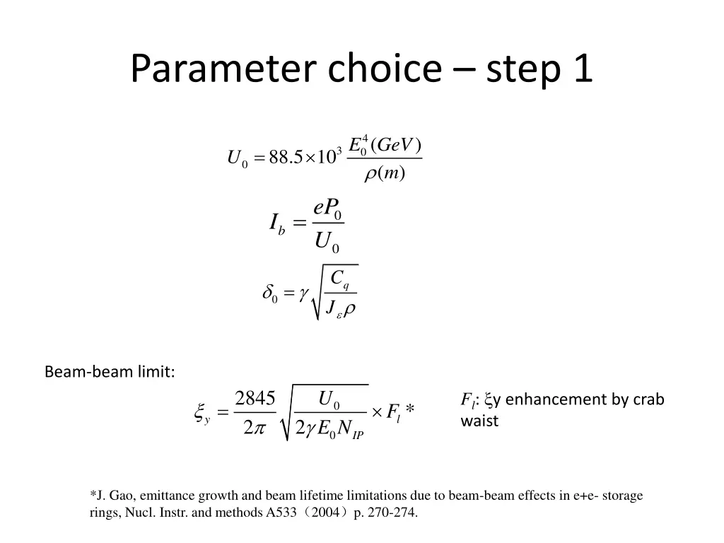 parameter choice step 1