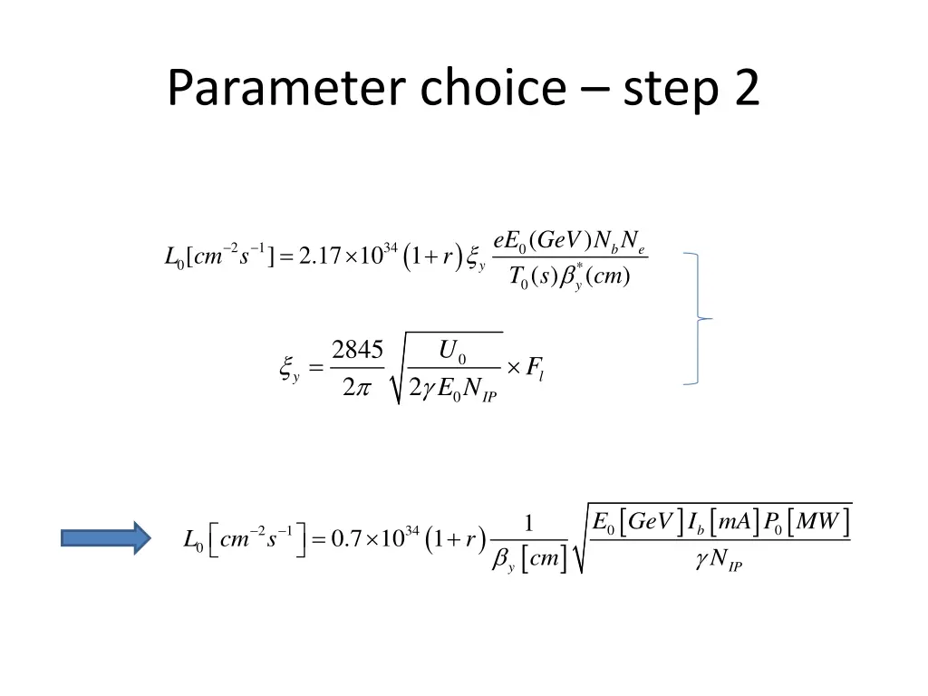 parameter choice step 2