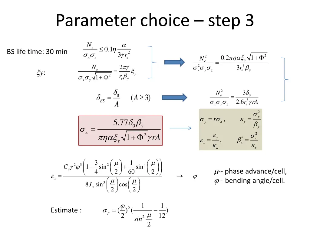 parameter choice step 3