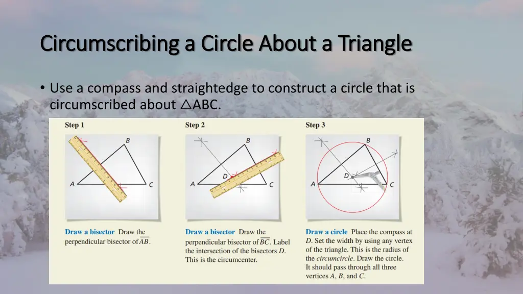 circumscribing a circle about a triangle