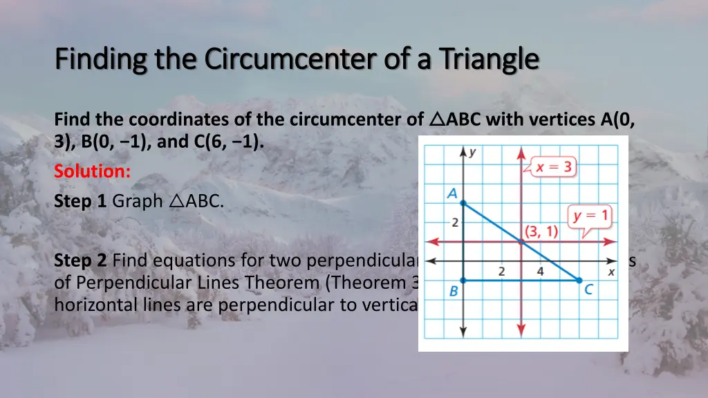 finding the circumcenter of a triangle finding