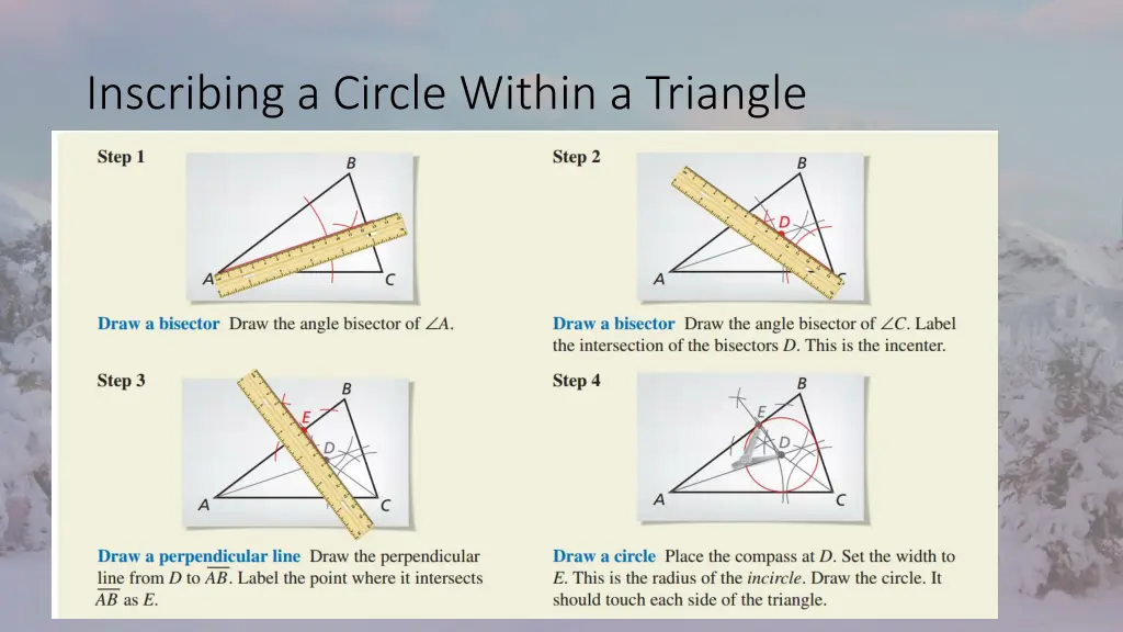 inscribing a circle within a triangle