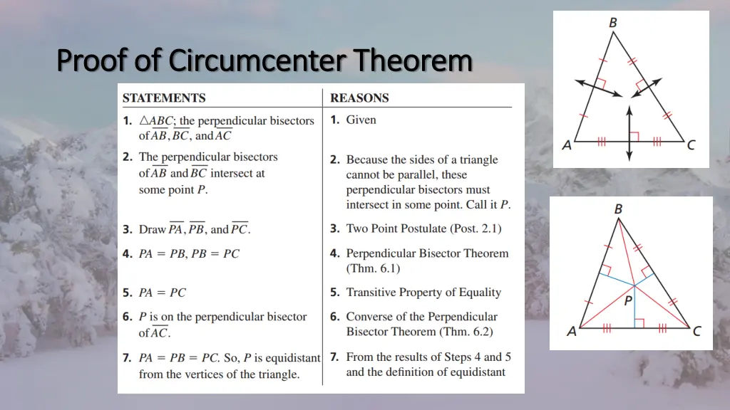 proof of circumcenter theorem proof