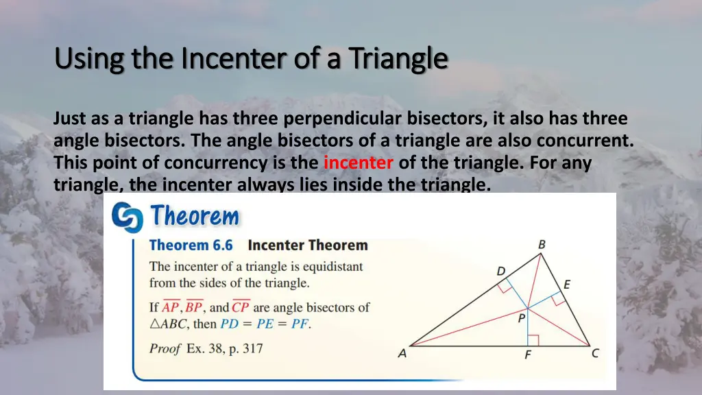 using the using the incenter