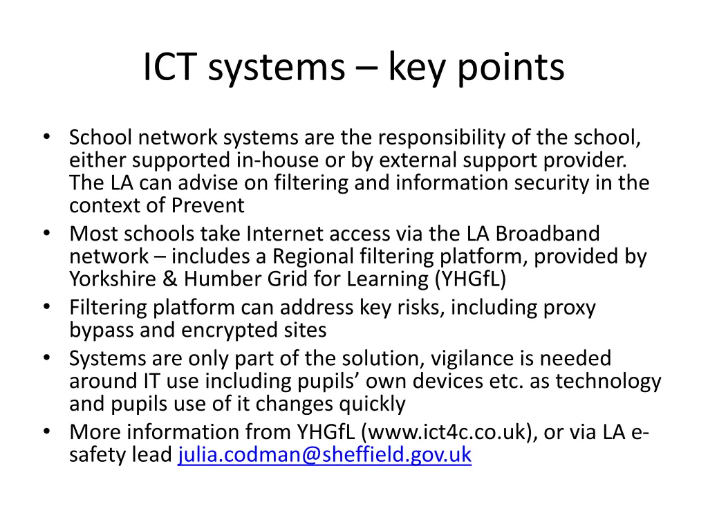 ict systems key points