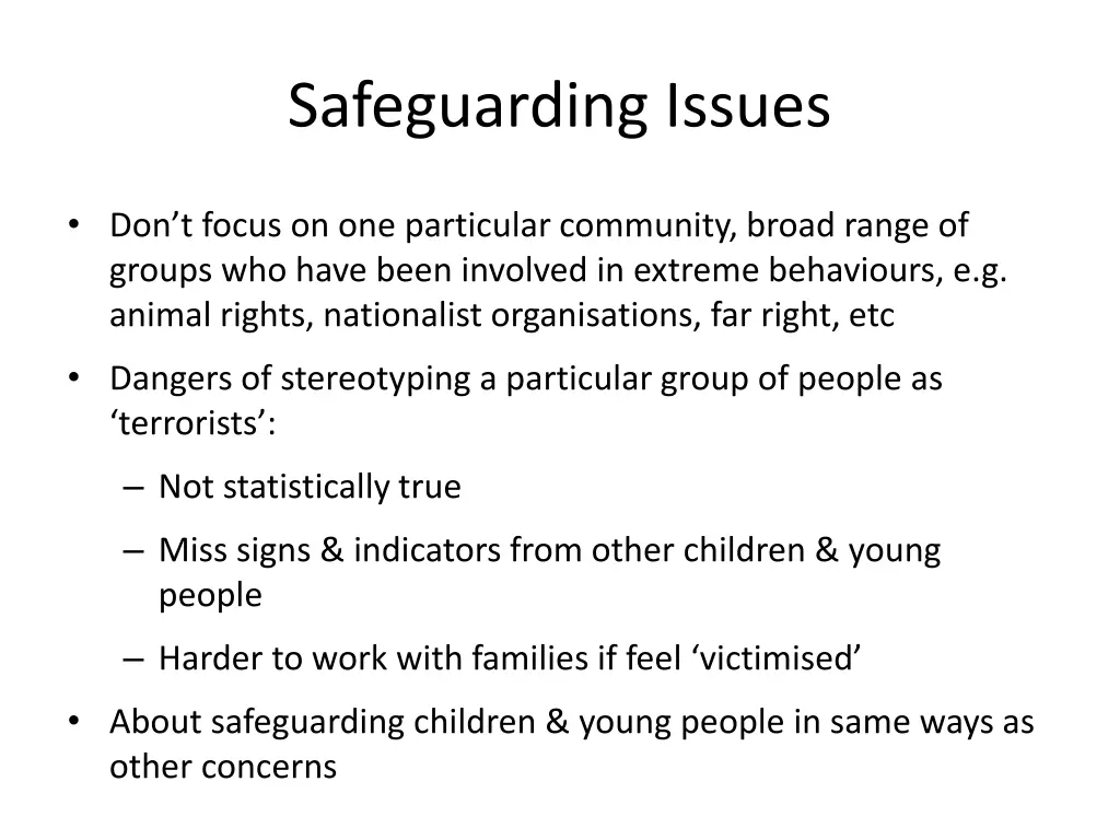 safeguarding issues