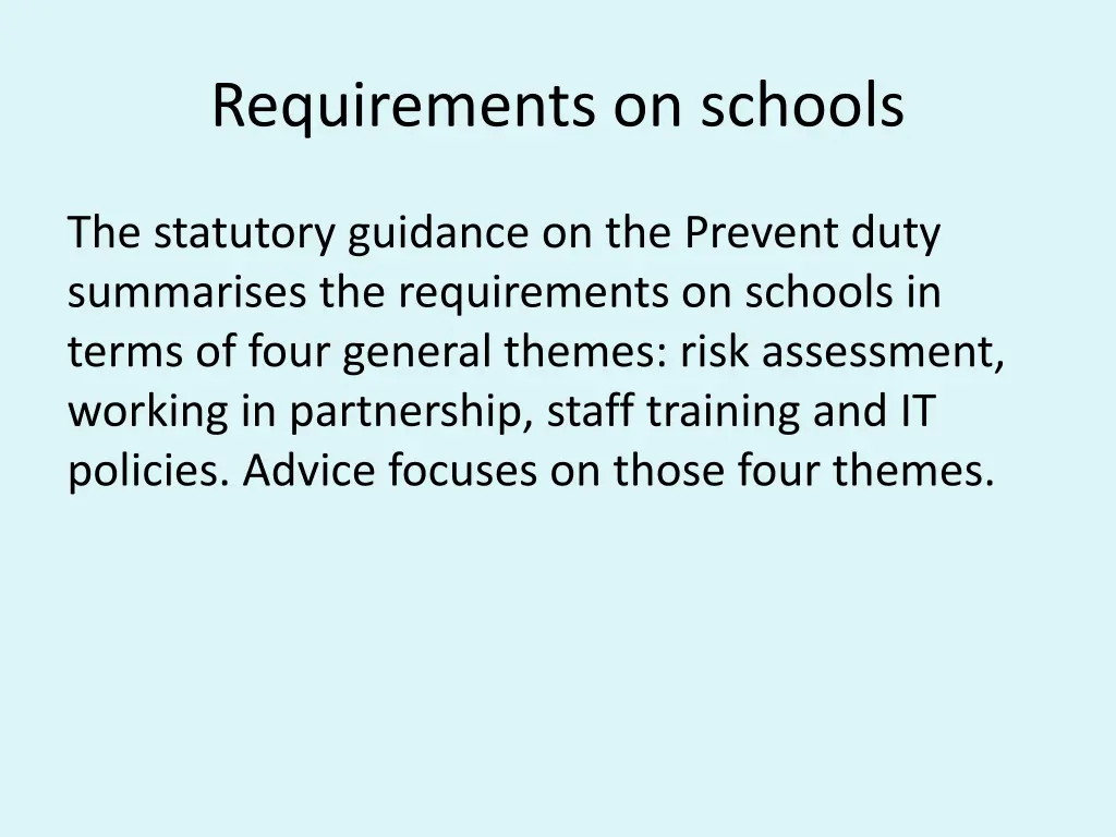 requirements on schools