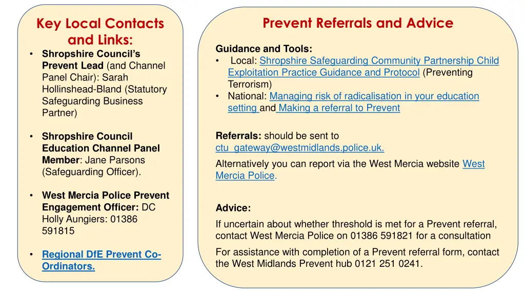 prevent referrals and advice