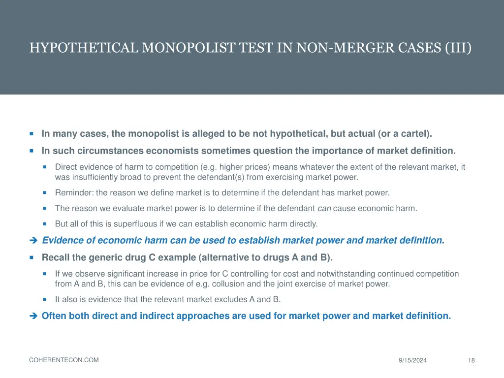 hypothetical monopolist test in non merger cases 1