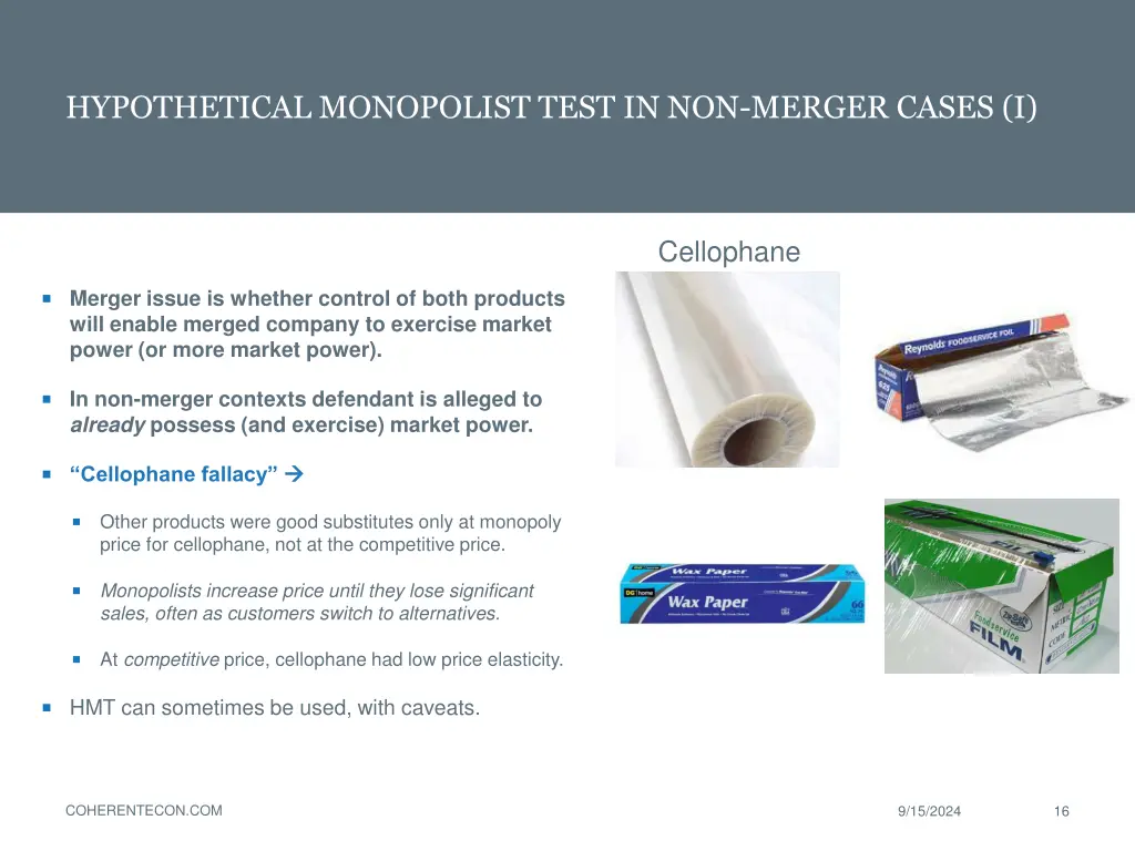 hypothetical monopolist test in non merger cases i