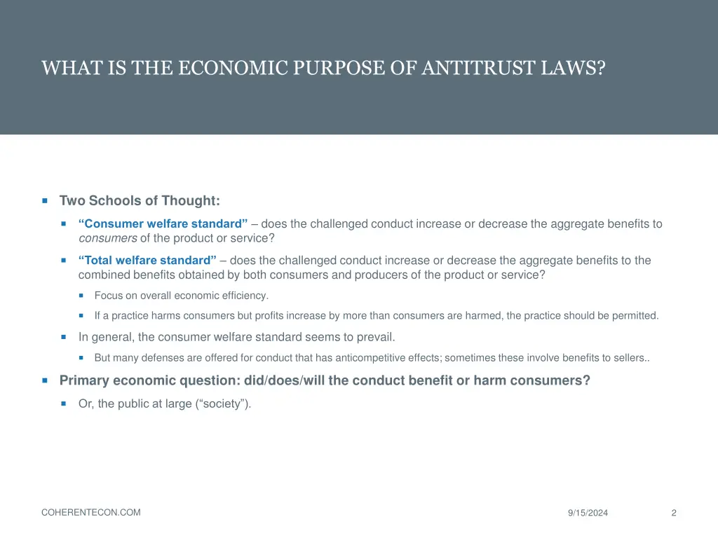 what is the economic purpose of antitrust laws