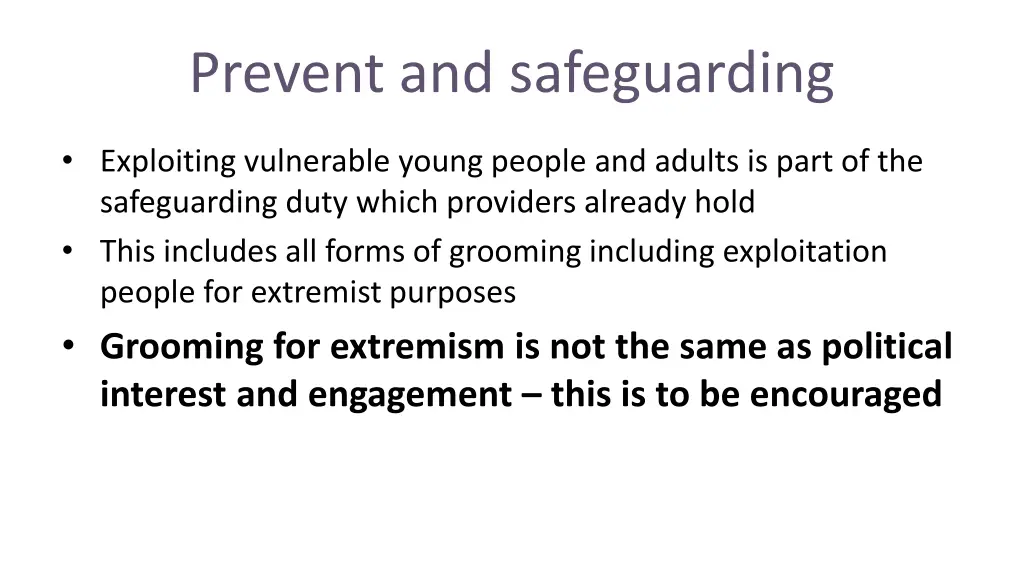 prevent and safeguarding