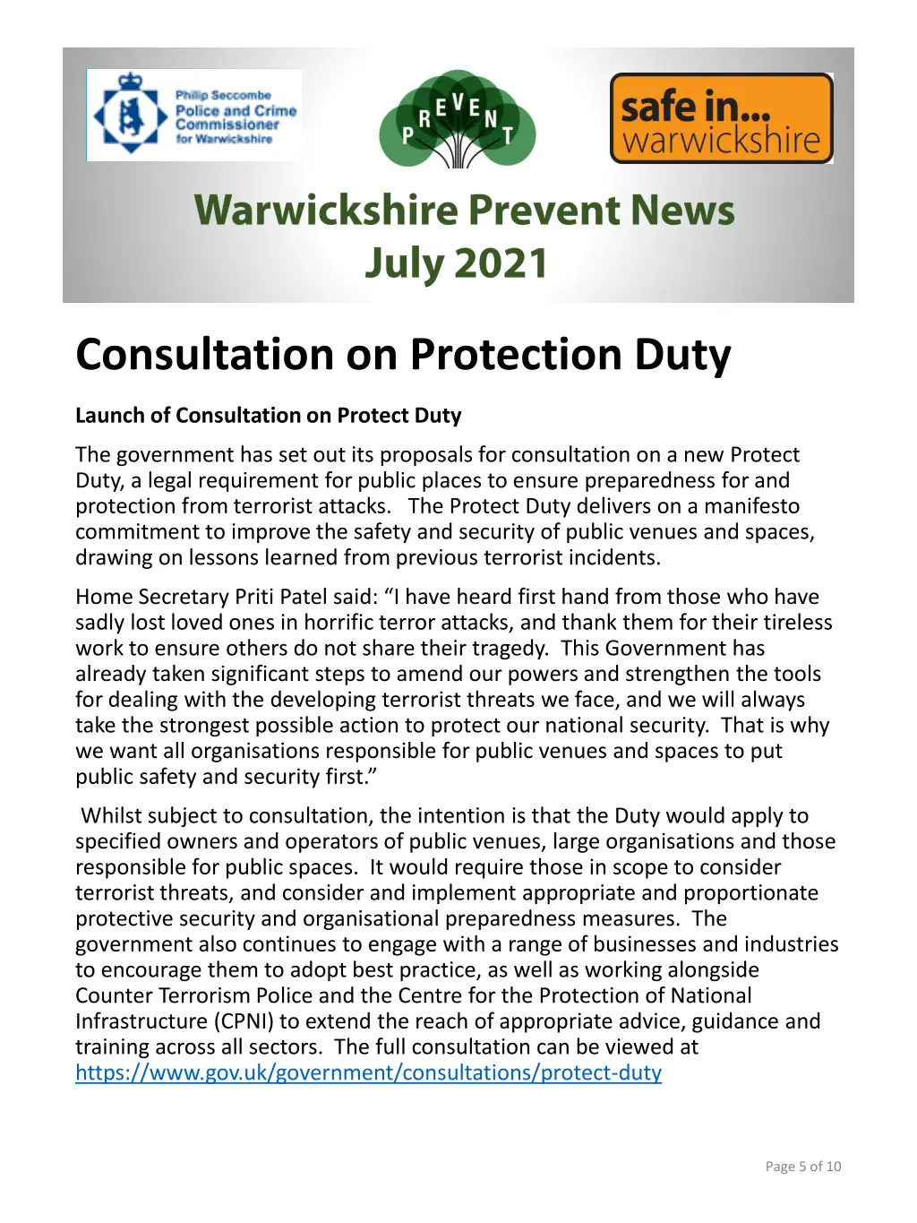 consultation on protection duty