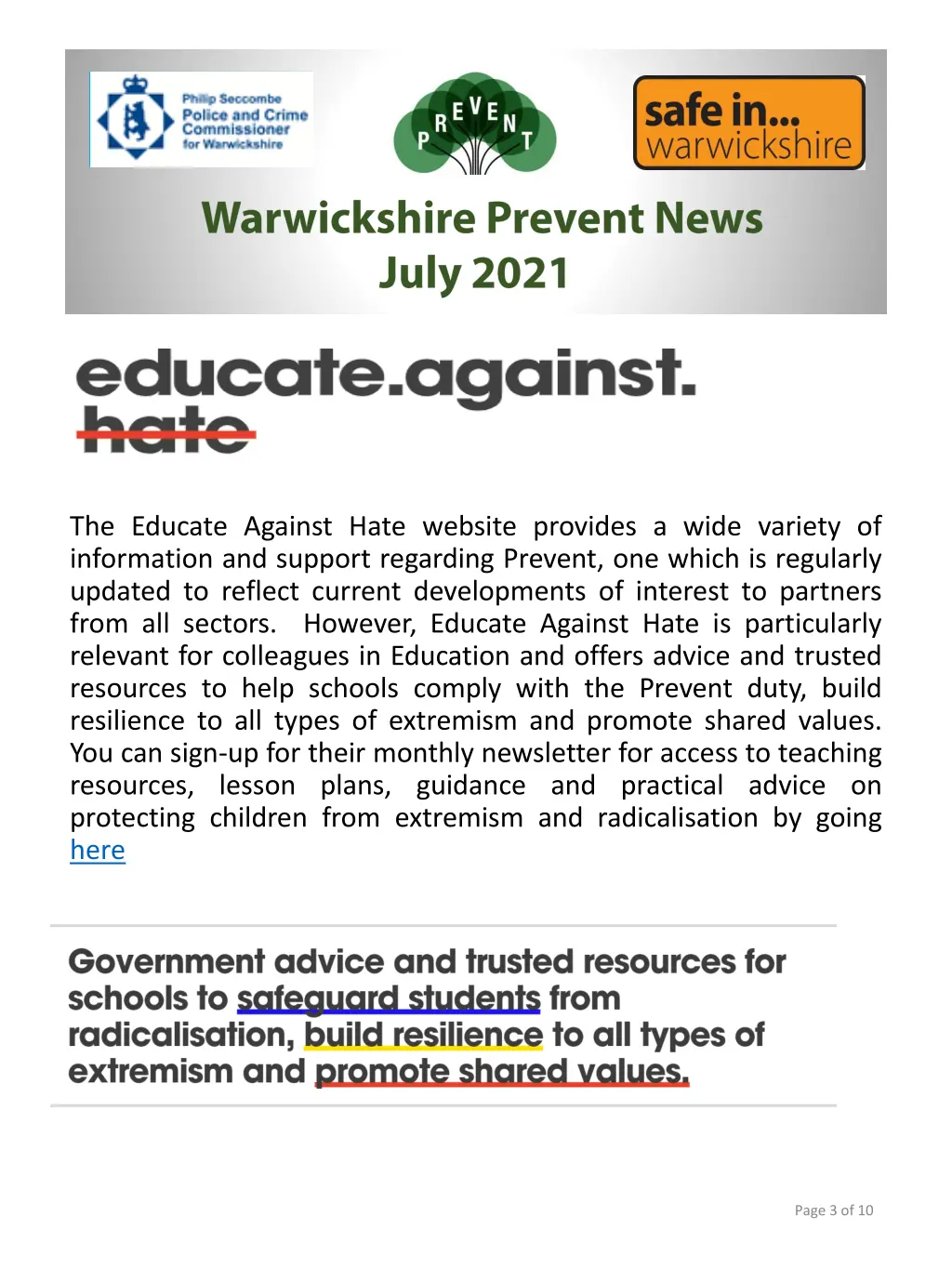 the educate against hate website provides a wide