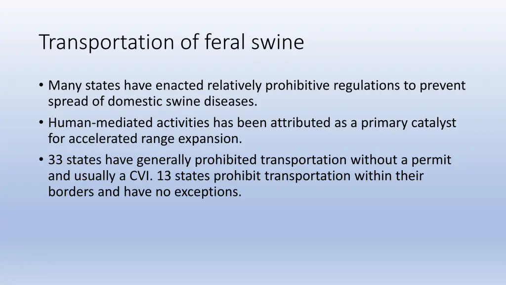 transportation of feral swine