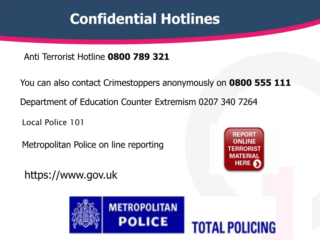 confidential hotlines