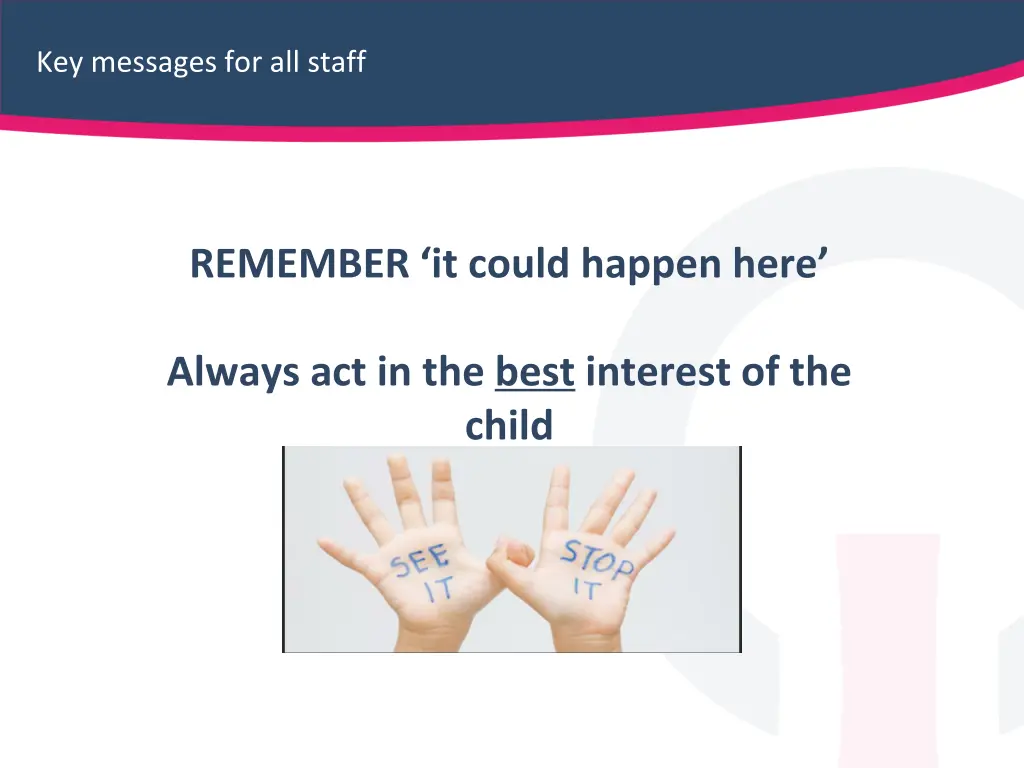 key messages for all staff