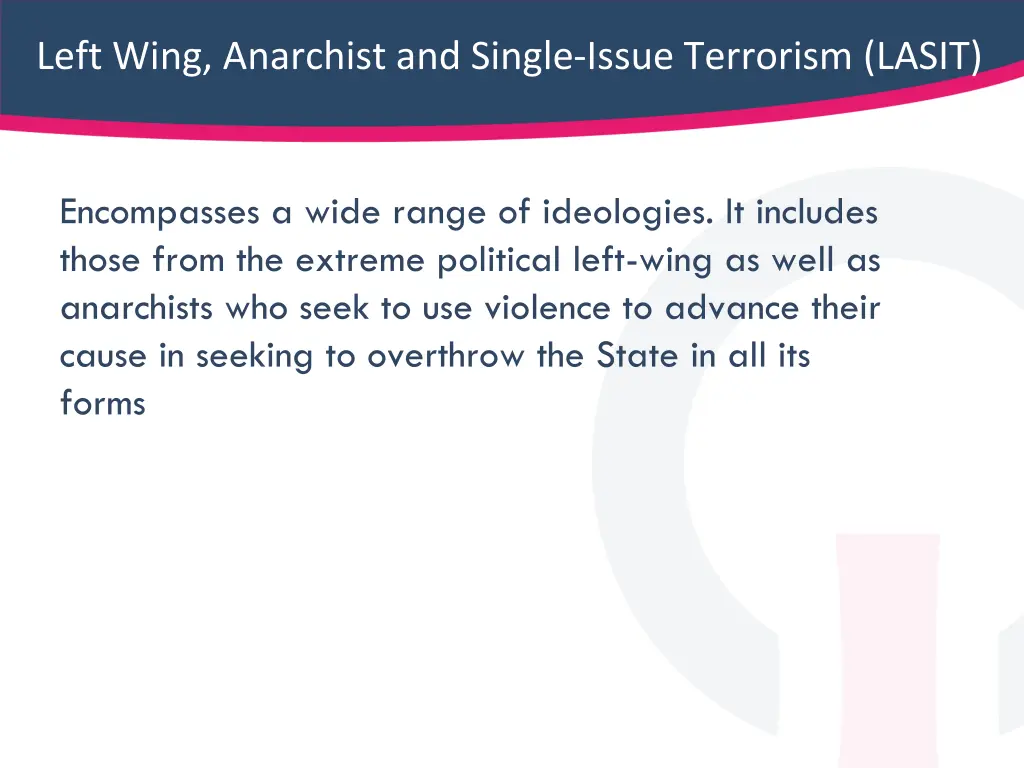 left wing anarchist and single issue terrorism