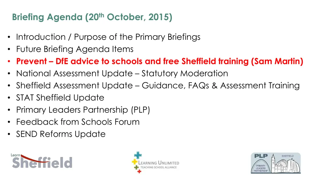 briefing agenda 20 th october 2015 2