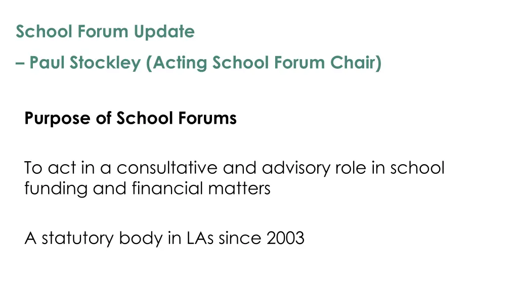 school forum update