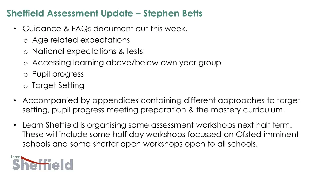 sheffield assessment update stephen betts