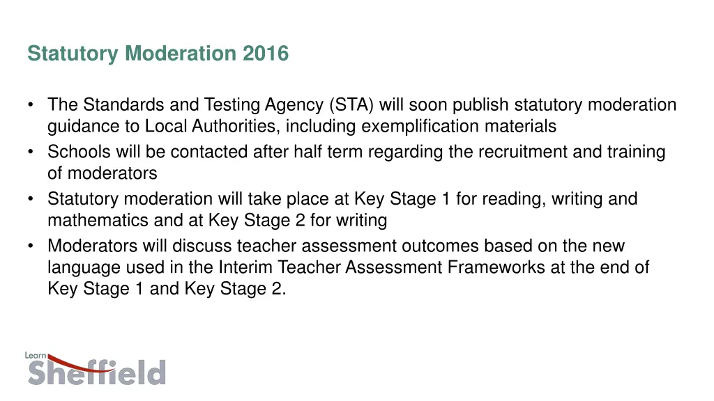 statutory moderation 2016