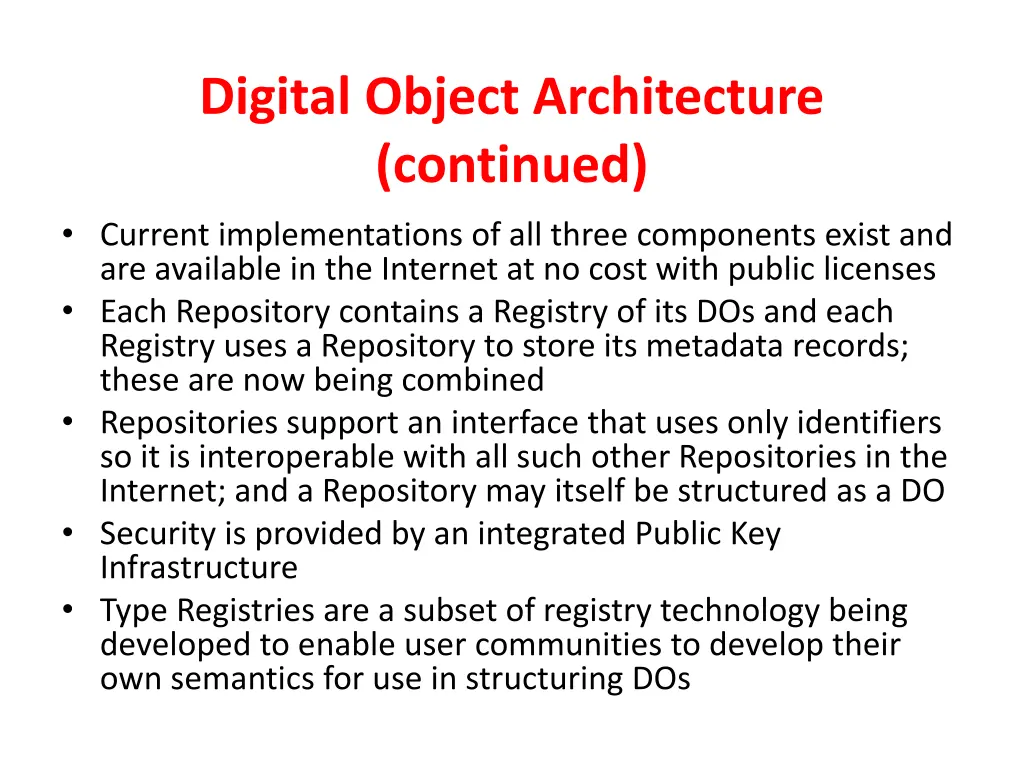 digital object architecture continued current