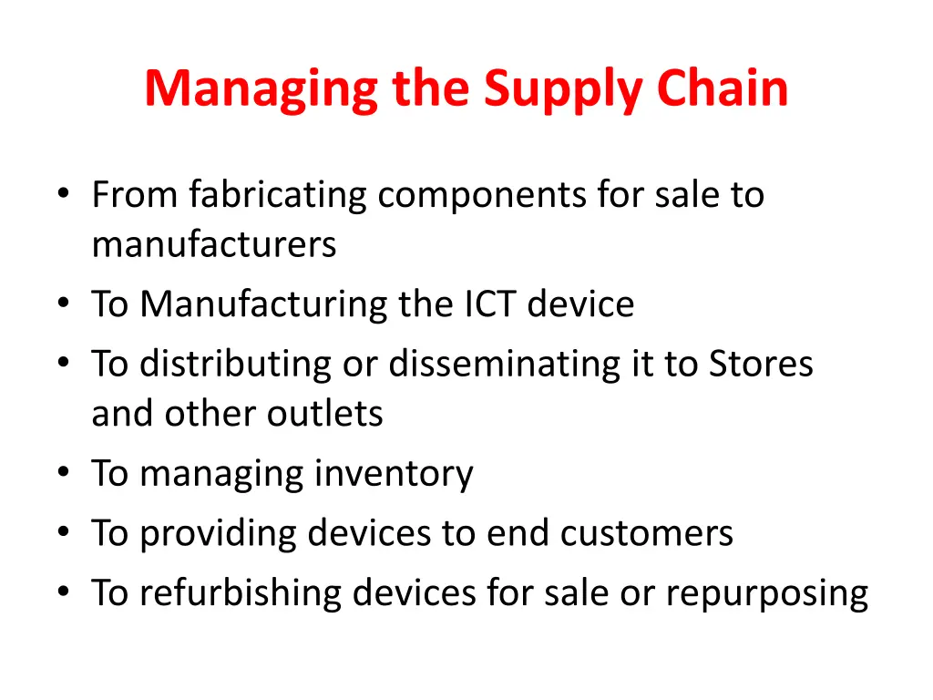 managing the supply chain