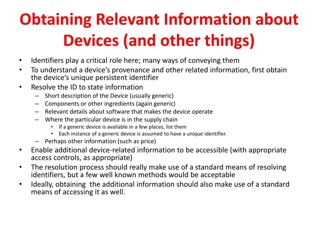 obtaining relevant information about devices