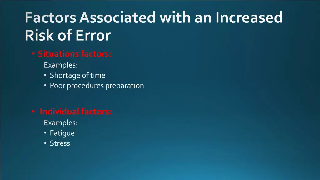 factors associated with an increased risk