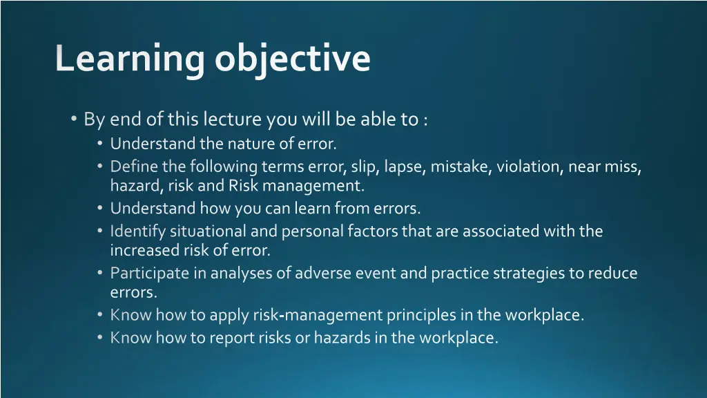 learning objective